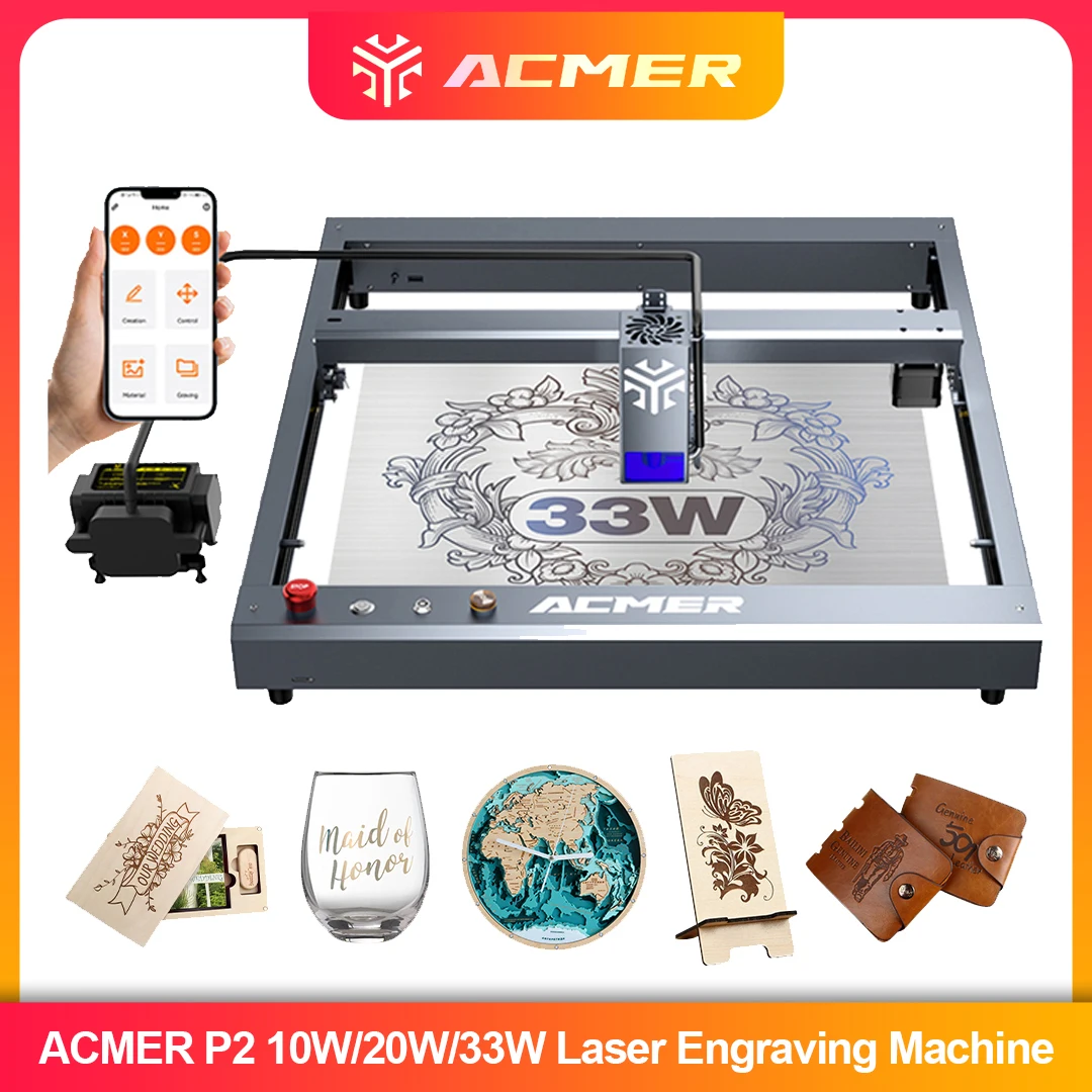 Industrial Laser Cutting Machines - ACMER P2 Laser Engraver 33W 20W