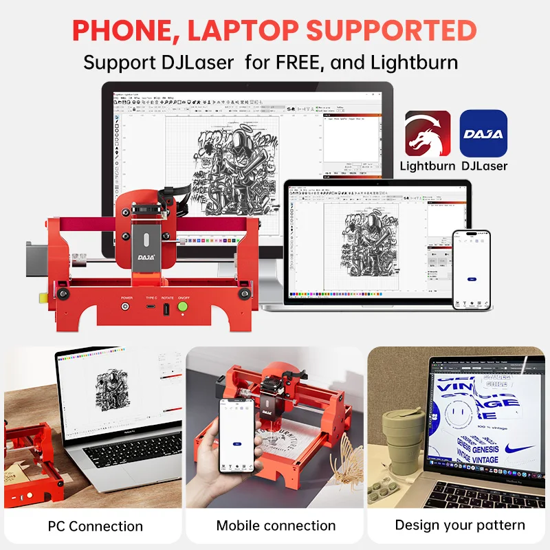 DAJA A7 Laser Engraver 5W Mini - Laser Engraving Software reseña y precio