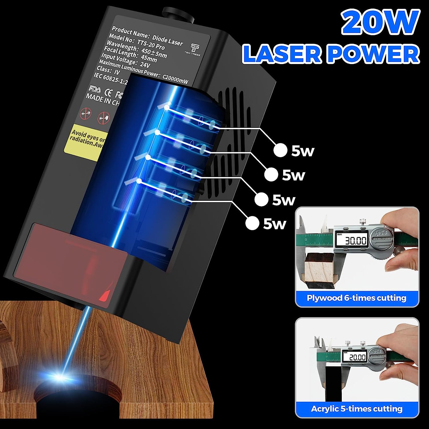 TWOTREES TTS-20 Pro 20W Metal  - Laser Engraving Software reseña y precio